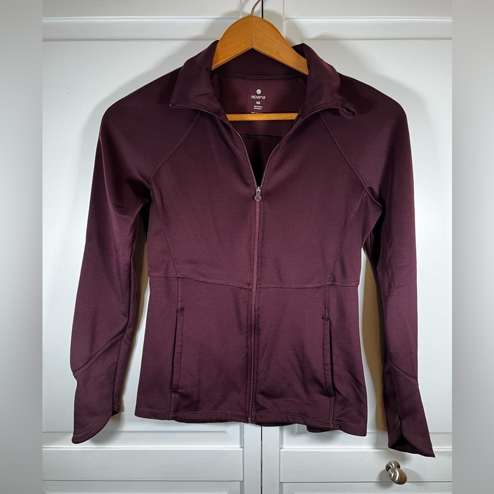 Apana Jacket Women's XS Maroon Vented Athletic Full Zipper Warm Up Yoga
